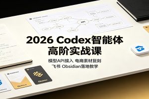 2026 Codex智能体高阶实战课：模型API接入，电商素材复刻，飞书Obsidian落地教学