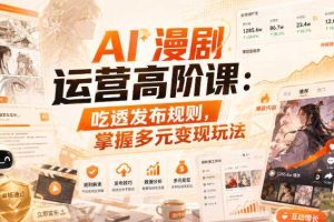 AI漫剧运营高阶课:吃透发布规则,掌握多元变现玩法
