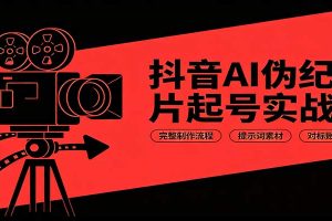 抖音AI伪纪录片起号实战课：完整制作流程，提示词素材，对标账号分析