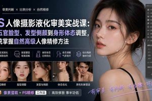(20062期)PS人像摄影液化审美实战课:从五官脸型、发型侧颜到身形体态调整,系统掌握自然高级人像精修方法