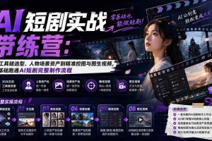 （20064期）AI短剧实战训练营：从工具链选型、人物场景资产到精准控图与图生视频，零基础跑通AI短剧完整制作流程