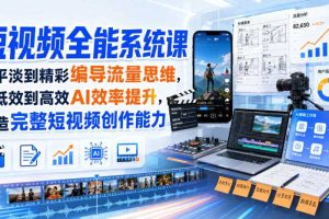 短视频全能系统课,从平淡到精彩编导流量思维,从低效到高效AI效率提升,打造完整短视频创作能力(2026年8月30更新233集)
