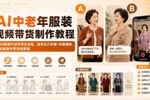 AI中老年服装视频带货制作教程｜AB剧情对话带货全流程，通用出片步骤+专属模板，快速制作带货短视频