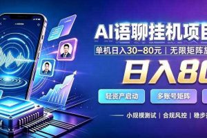 AI聊天挂G项目，日入800+，适用个人副业，支持工作室矩阵操作，放大收益【揭秘】