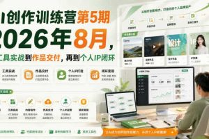 AI创作训练营第5期2026年8月，从工具实战到作品交付，再到个人IP闭环（更新0904）