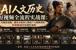 (20476期)AI人文历史短视频全流程实战课-更新:从爆款选题、剧本分镜到人物资产与视频剪辑,系统跑通内容创作流程