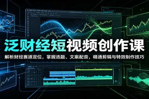 泛财经短视频创作课:解析财经赛道定位,掌握选题、文案配音,精通剪辑与特效制作技巧