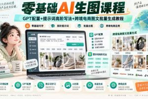 零基础AI生图课程,GPT配置+提示词高阶写法+跨境电商图文批量生成教程