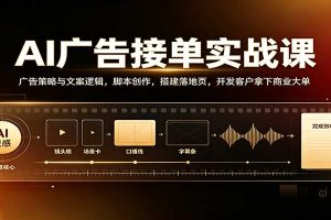 AI广告接单实战:广告策略与文案逻辑,脚本创作,搭建落地页,开发客户拿下商业大单