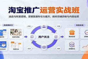 淘宝推广运营实战班:选品与权重逻辑,掌握直通车引力魔方,做好店铺诊断与内容运营
