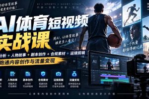 (20515期)AI体育短视频赛道顶级玩法|赛道分析+人物故事+剧本创作+版权处理+运镜剪辑,跑通流量变现-日赚1K+