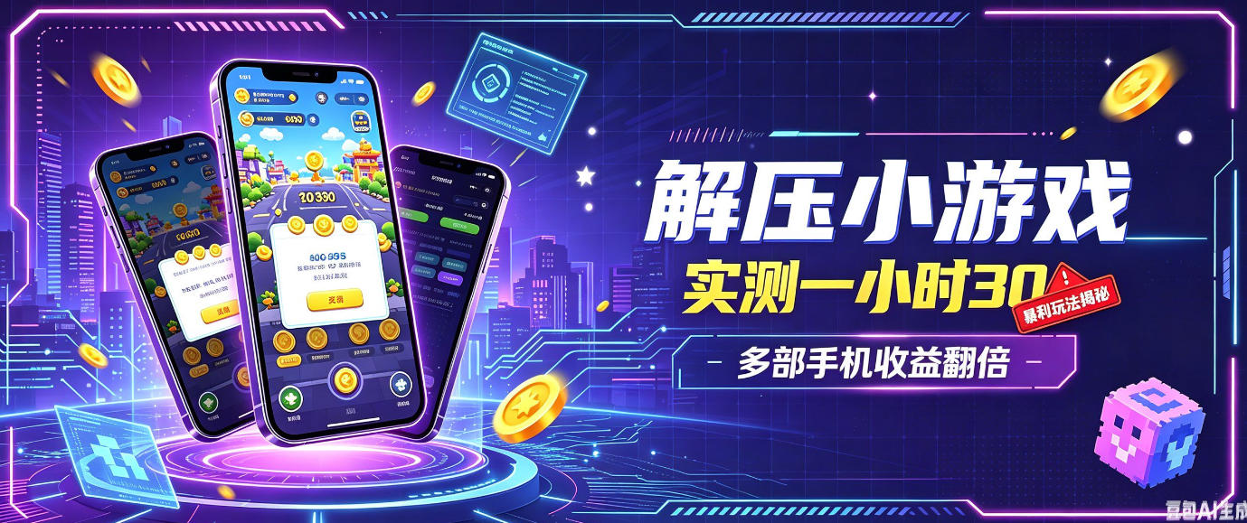 小游戏全流程玩法,实测一小时搞30,简单无脑解压,当天做当天就能看到进账,直接冲就行【揭秘】