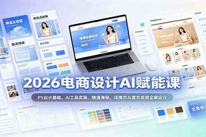 2026电商设计AI赋能课：PS设计基础，AI工具实操，精通海报、详情页与首页电商全案设计