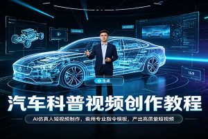 汽车科普视频创作教程：AI仿真人短视频制作，套用专业指令模板，产出高质量短视频